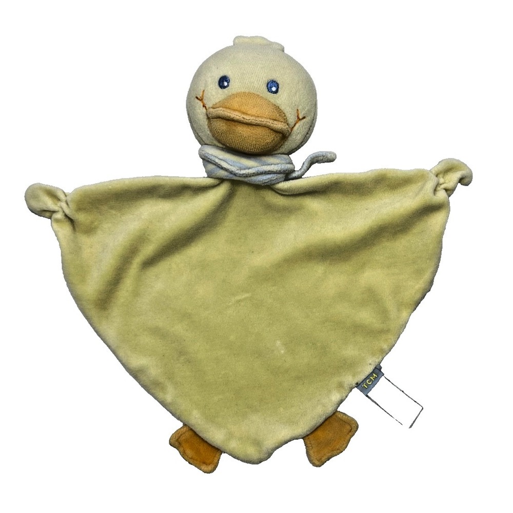 TCM Yellow Duck baby Security blanket Blue Back Velour Soother Lovey Nunu